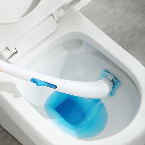 Disposable Toilet Cleaning Brush Hanging Long Handle Toilet Brush Replacement Brush Head Bathroom Cleaning Tool