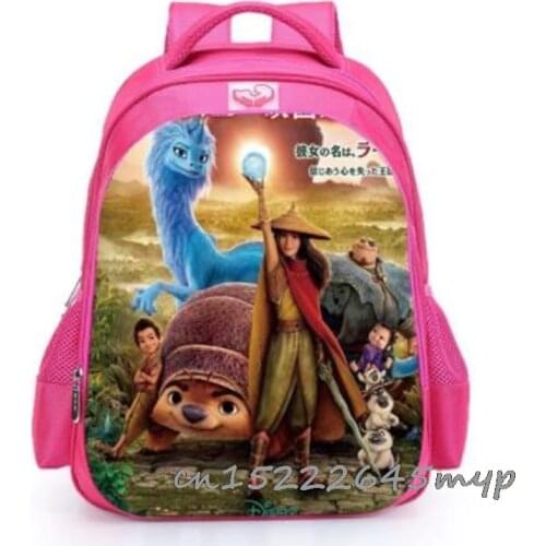 Cartoon Pink Raya and The Last Dragon School Bag High Capacity Nylon Waterproof Backpack Primary Mochilas birthday gift