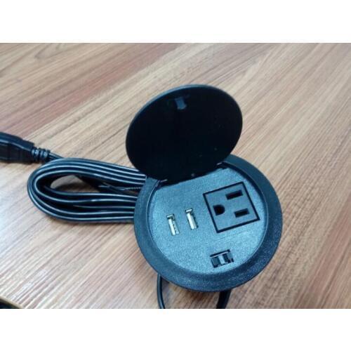 2019 ABS material hidden lip up socket with US AC power and 2.1 A USB charger outlet