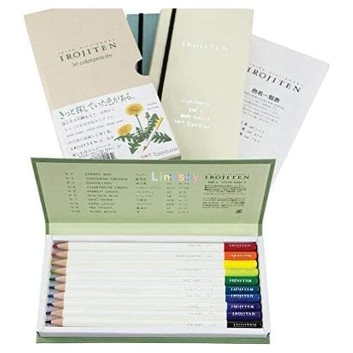 Tombow 51525 Irojiten Colored Pencil Dictionary Set, Rainforest, Set of 30. Crafted Wax-Based Colored Pencils with Enamel Finish