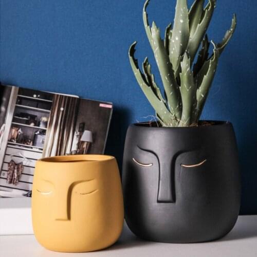 Nordic minimalist face portrait ceramic flower pot vase succulent flower Ben green plant potted flowerpot home living room decor