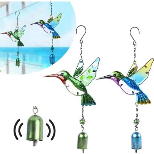 Wind Chimes Copper Bells Garden Outdoor Ornament Bird Hummingbird Hanging