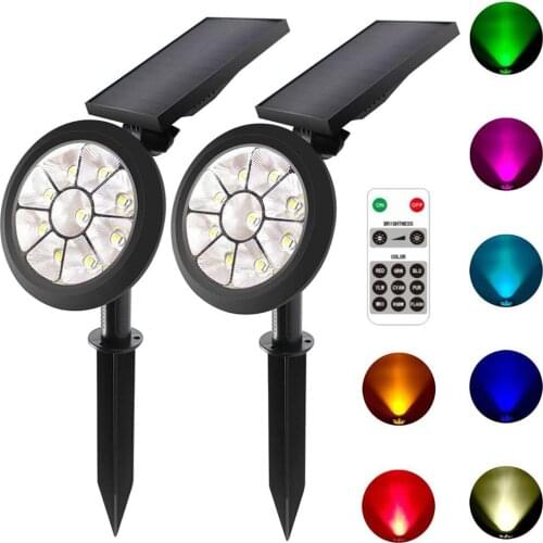 Upgraded 9 LED Solar Spotlight Waterproof Wall Landscape Ground Lamp Solar Power Garden Light Auto On/Off for Yard Lawn Garden