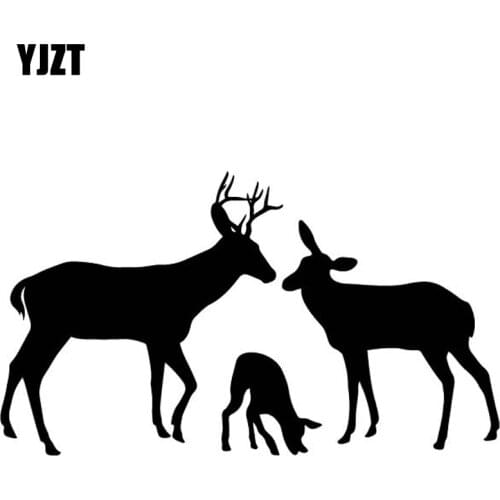 YJZT 16.8CM*9.6CM Deer Harmony Family Body Of Car Decorate Car Sticker Vinyl Decal Black/Silver C4-1979