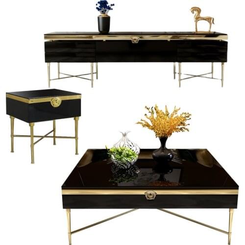 Coffee table basse de salon centro mesa desk catan tv stand meubles mueble tv cabinet corner table Nordic marble stainless steel