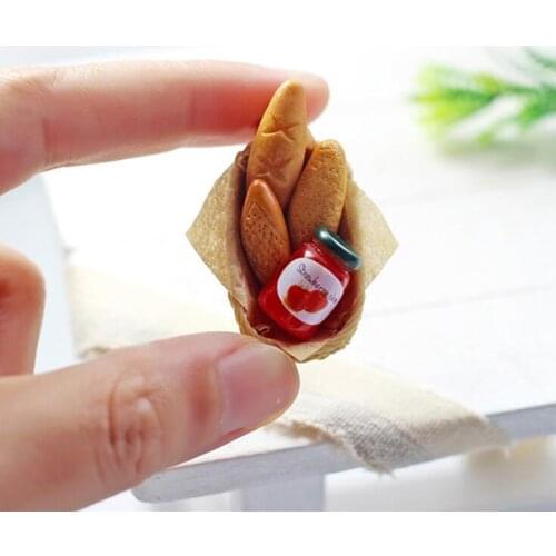 1Pc 1:12 Food Toy Jam Toast Basket Accessories Food Kitchen Dollhouse Miniature Decoration Accessories Kids Toy