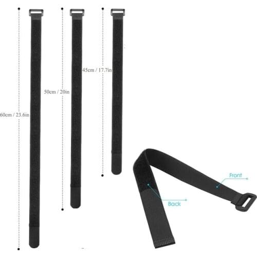 10pcs Black Reusable Nylon Self Adhesive Hook and Loop Cable Cord Ties Tidy Straps PC TV Organiser 20/30/45cm Length 2cm Width