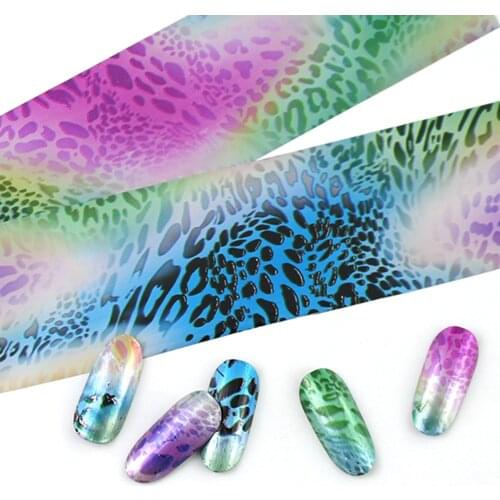 16pc/Set Nail Art Foils Leopard Print 4*20cm Holographic Nail Transfer Stickers DIY Tips Nail Art Transfer Wrap Manicure Decor