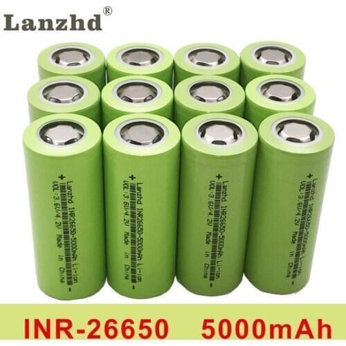 2-20PCS New 26650 battery 50A lithium battery 3.7V 5000mA 26650 50A INR26650 batteries 26650 Suitable for flashlight