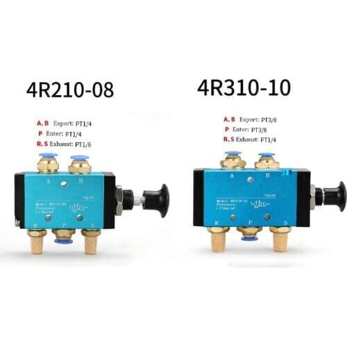 4R210-08 4R310-10 5 Port 2 Pos Hand Lever Operated Control Pneumatic Valve Manual switch valve push connector Muffler