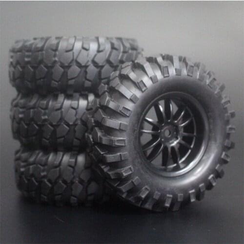 4x 1.9Inch 96mm Rubber Tires Plating Wheel Rims For D90 D110 SCX10 CC01 RC Rock Crawler Truck Climbing Off-Road Car
