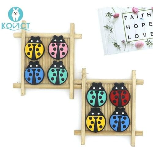 Kovict 5/10 pcs 27mm cute mini Ladybug Silicone Beads Animal Baby Teether Infant Teething Bead For DIY Necklace Accessories Toy