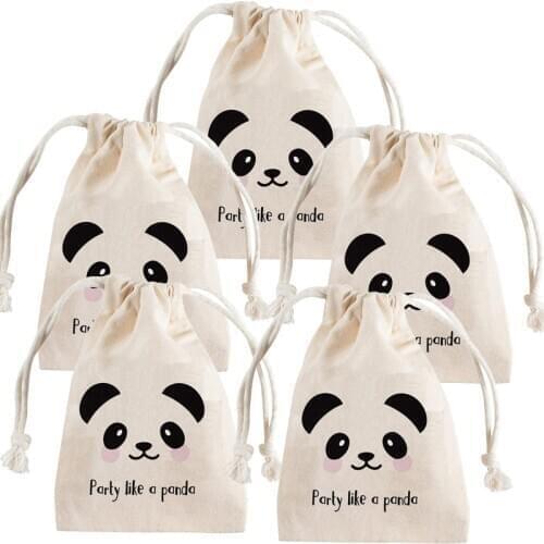 5pcs Panda Party Favor Gift Goodie Candy Bag Baby Shower boy girl 1st 2nd 3rd 4th 5th 6th Birthday black white theme Decoration