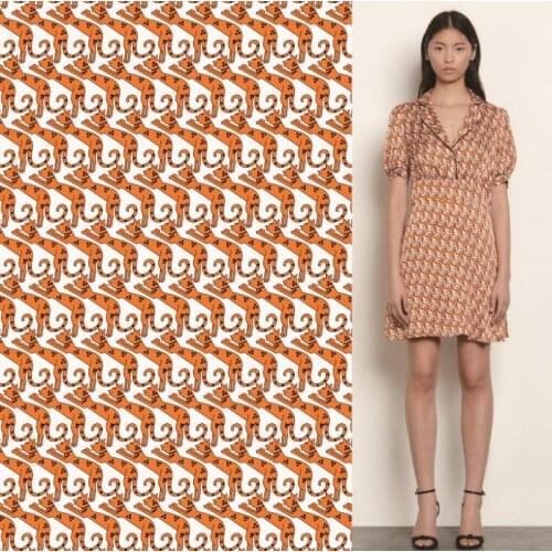 6-styles spring and summer animal printing imitation silk fabric dress shirt haute couture apparel fabric home textile fabric