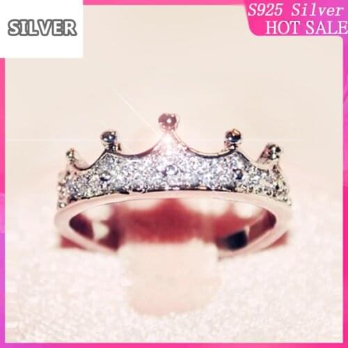 925 sterling silver Unique Style Zirconium Diamond Deluxe Crown Princess Queen Korean Ring Platinum Womens Ring Atmosphere