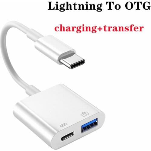 2 in 1 Lightning Male To USB And Lightning Female Adapter Transfer Photos Between Mobile Phone and Camera For Iphone 11 10 X