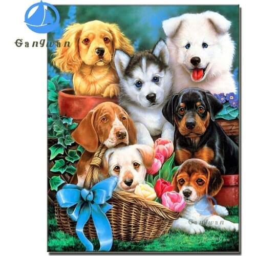 DIY diamond painting cross stitch Golden Retriever dachshund dog art picture 5D mosaic embroidery cute puppies home decoration