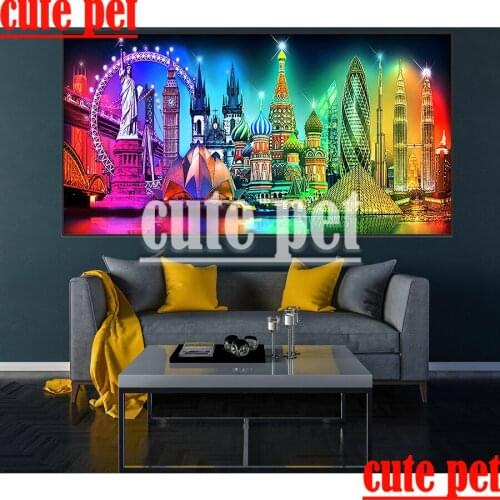 Large puzzle Diamond Embroidery European architecture CrossStitch Diamond Painting Full square round diamond mosaic Home Decor