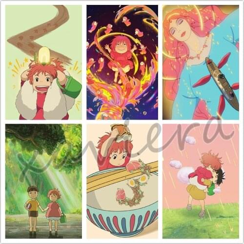 Xaviera Cartoon Japanese Anime Diamond Painting Ponyo On The Cliff Full Diamond Diy Embroidery Cross Stitch Kit Handmade Gifts