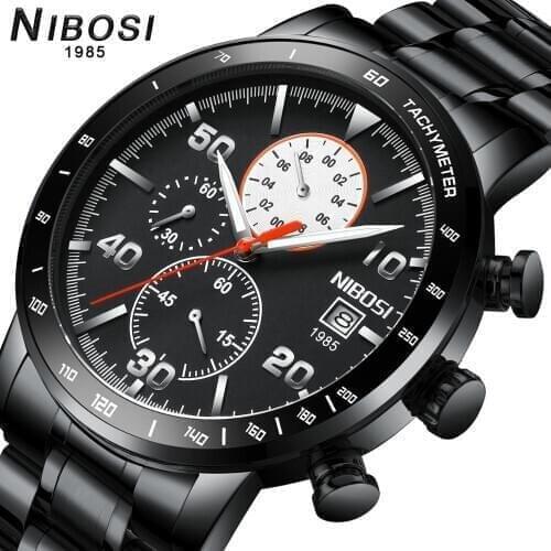 NIBOSI Watch Chronograph Sport Mens Watches Quartz Clock Stainless Steel Male Wristwatch Relogio Masculino Fashion Gift for Men