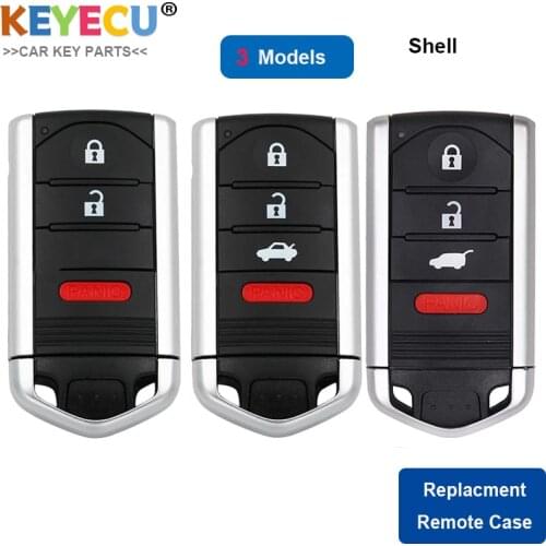 KEYECU Smart Remote Car Key Case Shell Cover for Acura TL RDX ZDX ILX 2009 2010 2011 2012 2013 2014, Fob 3+1 4 Button With Blade