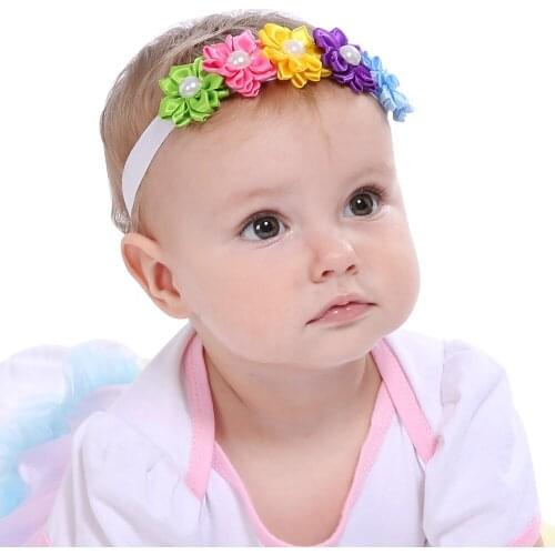 12-angle flower color childrens headband, pearl rainbow headband headwear
