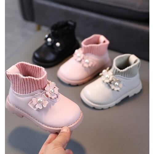 Kids Baby Girls Boots with Bow Shoes Winter Boys Cotton Shoes Children Plush Cotton Warm Boots Fashion Princess Shoes Waterproof
