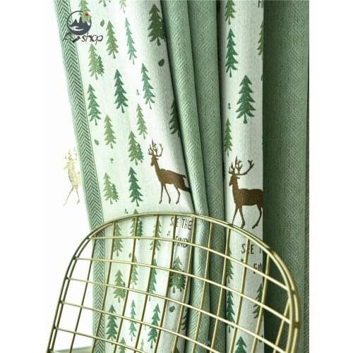 AS American Forest Elk Fresh Pastoral Shading Childrens Bay Window Home Customization Curtains for Living Dining Room Bedroom