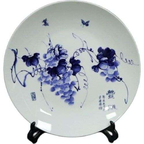 Chinese Old Porcelain Blue And White Multi Child Multi Blessing Pattern Appreciation Plate