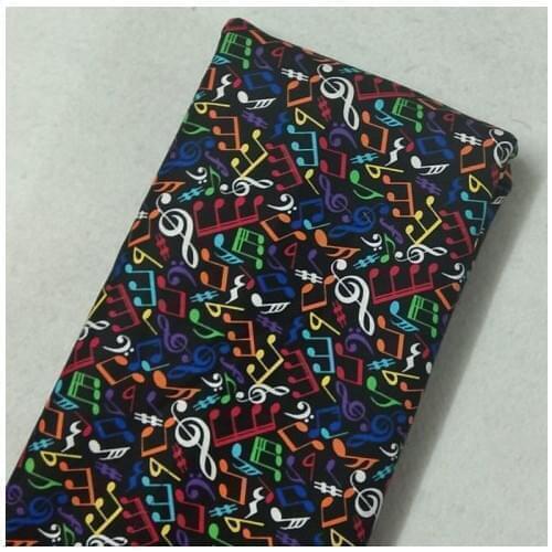 Brand New Rainbow Color Music Note Printed Cotton Fabric 50x105cm Colorful Musical Note Fabric Patchwork Cloth Bag Party Home D