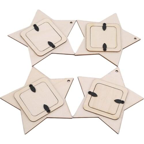 DIY Wooden Hanging Photo Frame Mini Star Wall Ornament Household Decoration Small Picture Frame Decoration