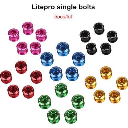 Litepro Single Crankset Screw 5pcs Bicycle Chain Ring Wheel Bolt Road MTB Bicycle Disc Screws for Crankset Bicycle Bike Parts