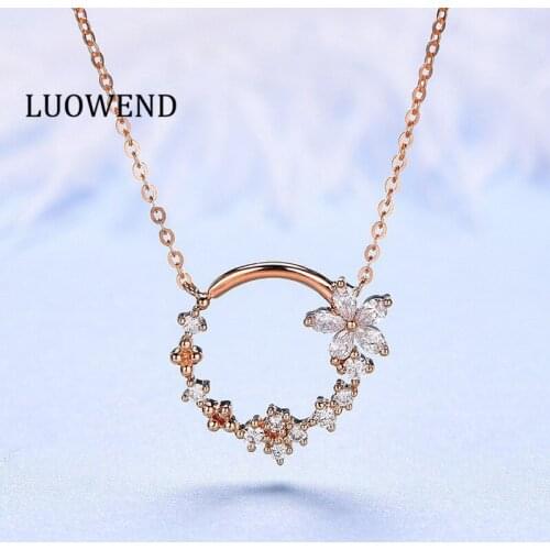 ANI 18K Solid White/Rose Gold Pendant Necklace Real Natural Diamond Women Engagement Necklace Birthday Gift for Lovers Chain