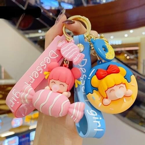 Cute Girl Heart Bubble Dessert Girl Key Chain Trend Couple Accessories Creative Car Key Chain Gift Animation Derivatives