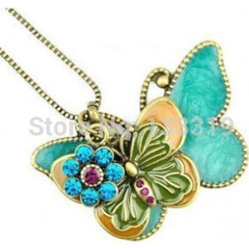 Fashion Special Flying Butterfly Long European and American vintage style necklace / sweater chain