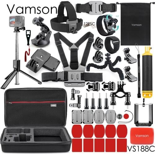 Vamson for gopro9 Accessories Set Large Package New Mini Universal Tripod Monopod for Go Pro Hero 9 8 7 6 Xiaoyi for phone VS188