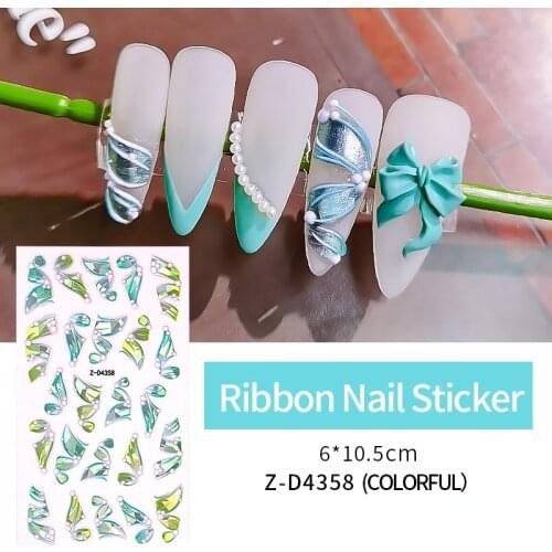 2021 New 5D Relief Ribbon Nail Stickers Fashion Multicolor Flower Nail Art Decoration for Women Sweet Girls Manicure DIY Design