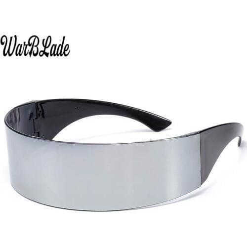 WarBLade 2019 New Ladies Mens Black Frame Wrap Sunglasses One Piece Shades Flat Top Novelty Costume Party Funny Strange