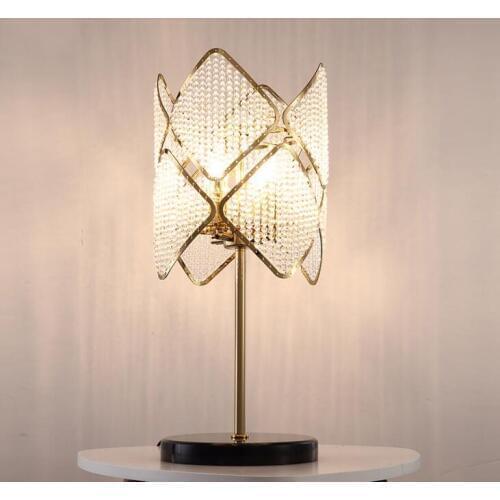 Postmodern light luxury crystal beads bedroom study table lamp luxury atmosphere fashion living room art crystal table lamp