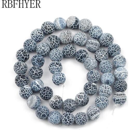 RBFHYER 4/6/8/10/12MM Natural Stone Black Weathered carnelian beads Loose Bead Top Quality For Jewelry Making DIY Charm Bracelet