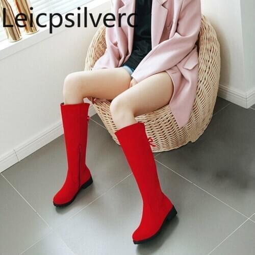 Womens Boots New Autumn And Winter fashion butterfly Knot zipper Round head Thick heel Low-heeled High tube Womens shoes 34-39