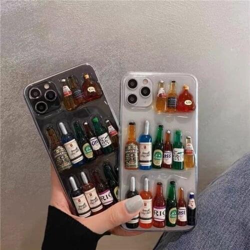 Novelty Fun Beer Bottles Creative Case for iPhone 12 11 Pro XS Max XR X 7 8 Plus 12mini Creative Silicone Back Cover Gift