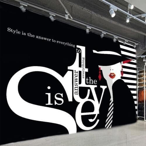 Modern Fashion Wallpaper 3D English Letter Graffiti Photo Wall Murals Clothing Store Black Background Wall Decor Papel De Parede