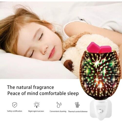 3D Glass Electric Wax Burner Plug In Melt Warmer with light 2 Spare Bulbs Included Oil Burner for Scentsy Wax Melts Warmer