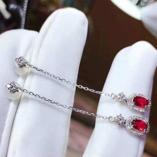 Natural And Real ruby earring gemstone Jewelry 925 sterling silver for women Earring Party Ring