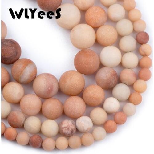 WLYeeS Polish Round Matte Red Aventurine Natural Stone Beads 6 8 10 12mm Spacer Ball Loose beads for Jewelry Bracelet Making DIY