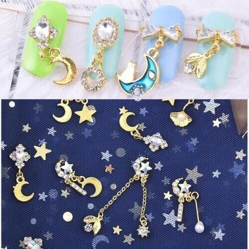 10 Pcs 3D Nail Art Jewelry Zircon Tassel Chain,Bow,Unicorn Nail Zircon Alloy Crystal Rhinestone Pearl Charm Decorations &hj01-19