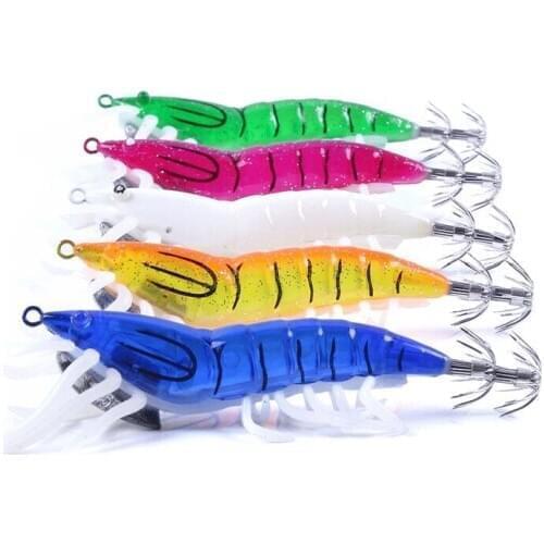 1PCS Artificial Bait Lifelike Shrimp Shape Night-luminous Squid Hook Fishing Lure Fish Accessories Outdoor Fishing Tools