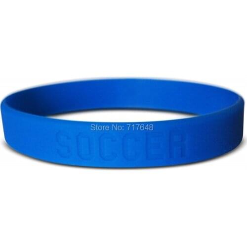 100pcs Soccer Blue wristband silicone bracelets free shipping by epacket A