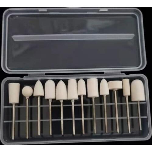 12Pcs Dental Lab Laboratory Hard Mounted Felt Bob Point Polishing Buff Wheel Rotary Tools 2.35mm HP Shank Dentistry Odontologia